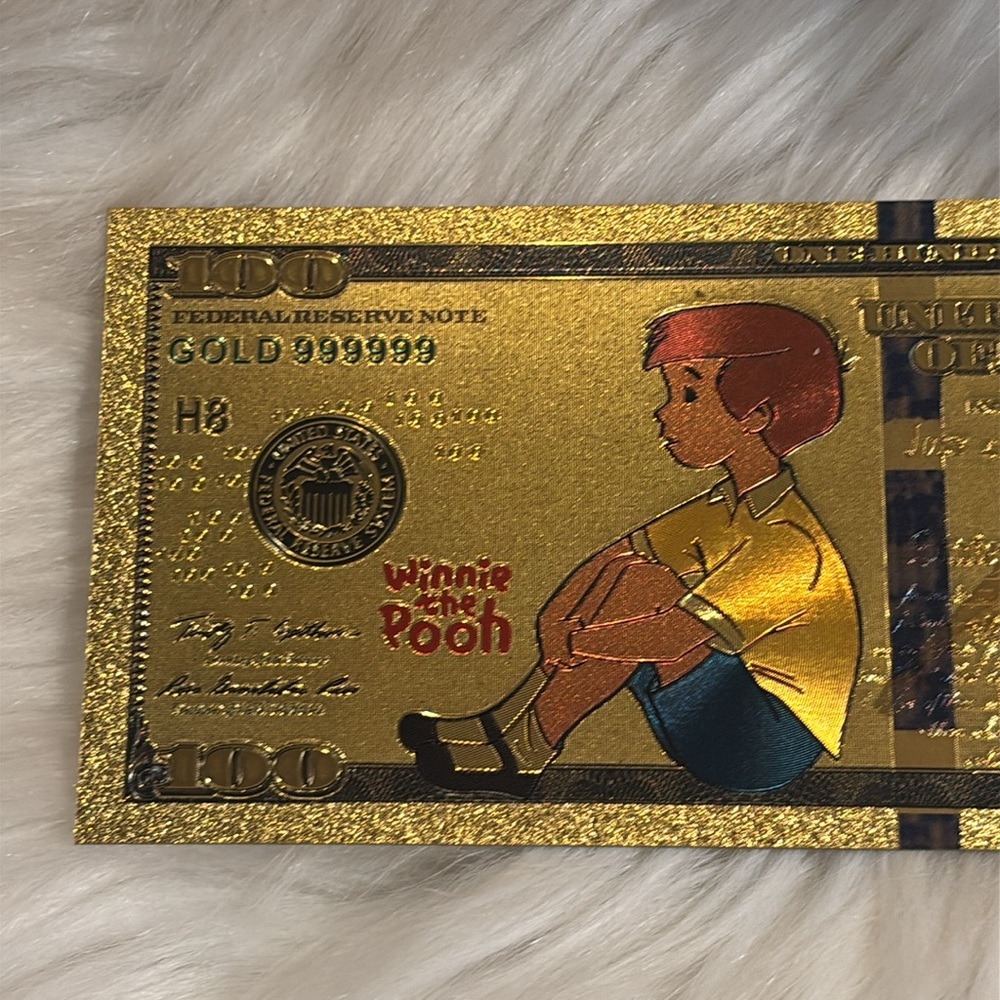 Gold Winnie the Pooh Good Foil Novelty Collectible Note - Picture 4 of 4